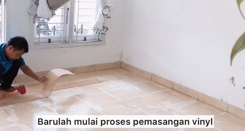 Stages of the installation of vinyl floors