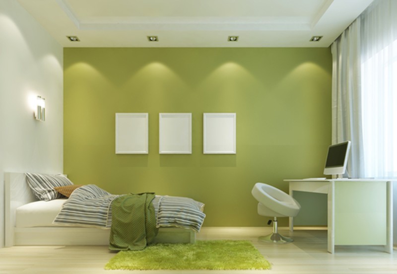 white and green room