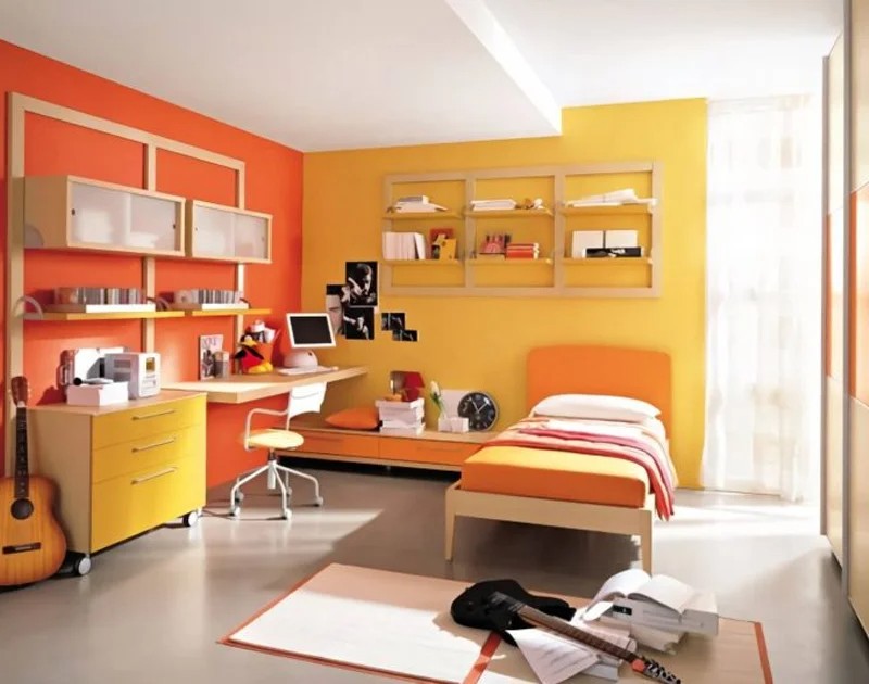 combination of bright colors in the room