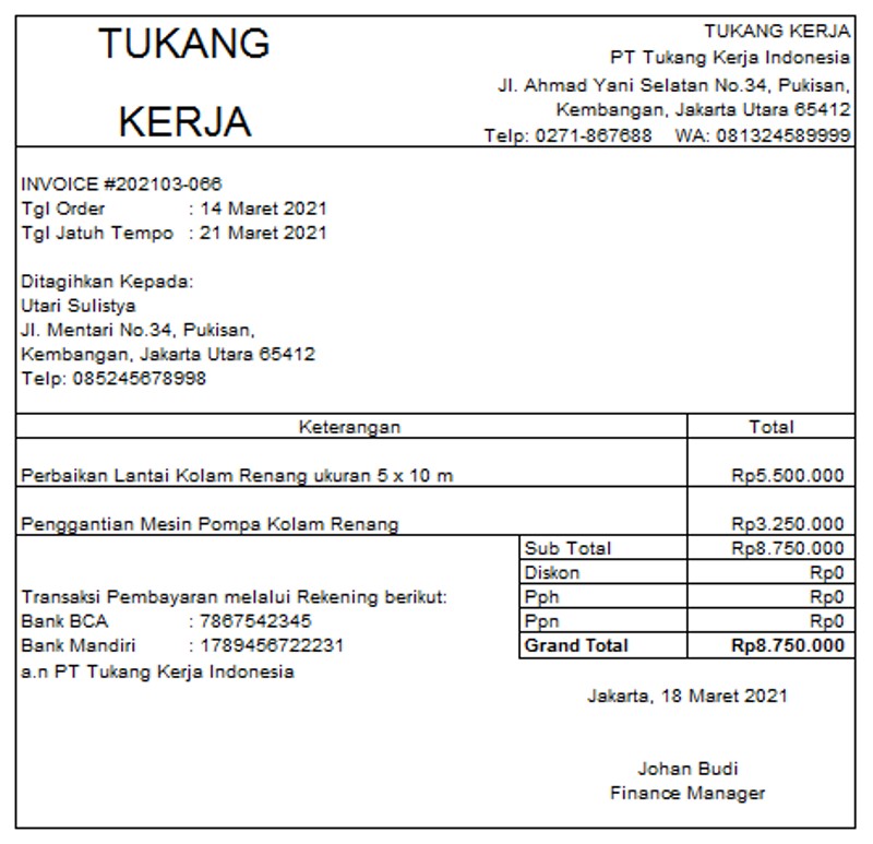 10 Contoh Invoice Yang Perlu Diketahui Dan Penjelasannya 8965