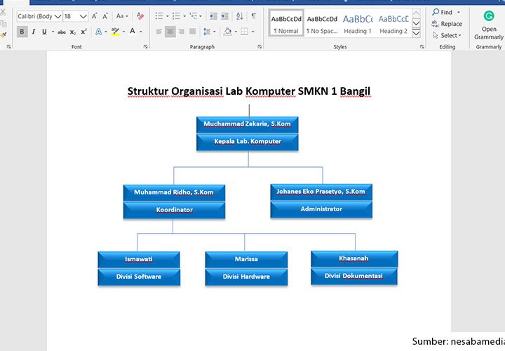 cara membuat struktur organisasi di word