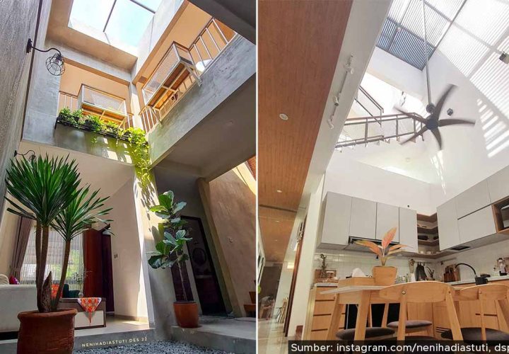 inspirasi desain void rumah 2 lantai