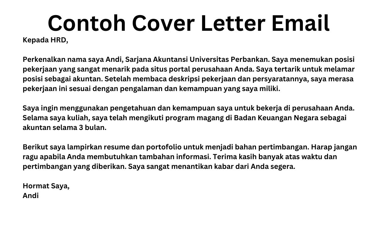 apa itu cover letter dan contohnya