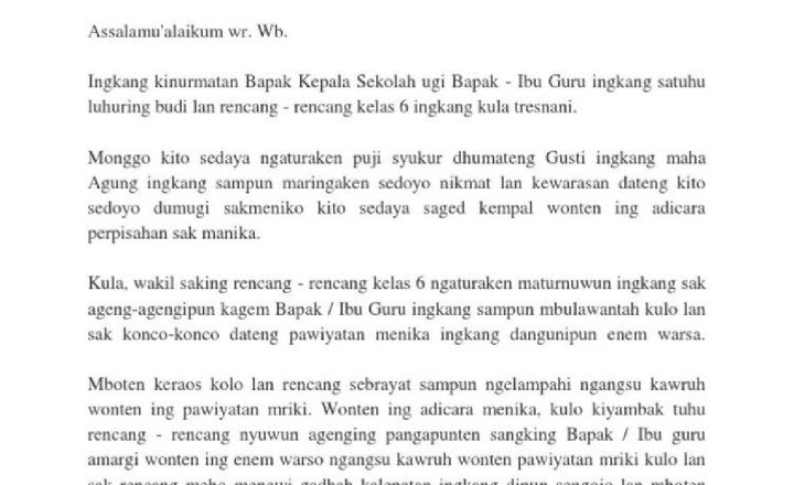 Contoh Pidato Bahasa Jawa Perpisahan Kelas