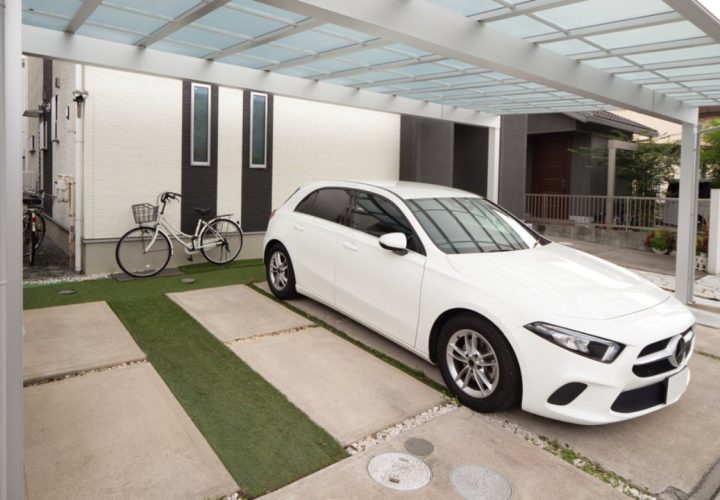 desain carport dengan batu alam