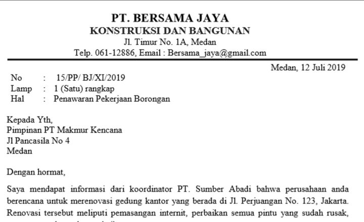 contoh surat permintaan penawaran