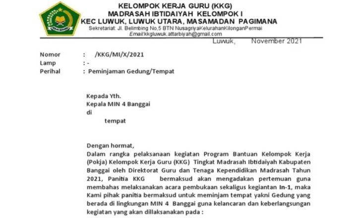 contoh surat peminjaman gedung