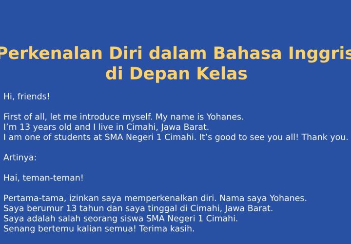 perkenalan diri dalam bahasa inggris di depan kelas