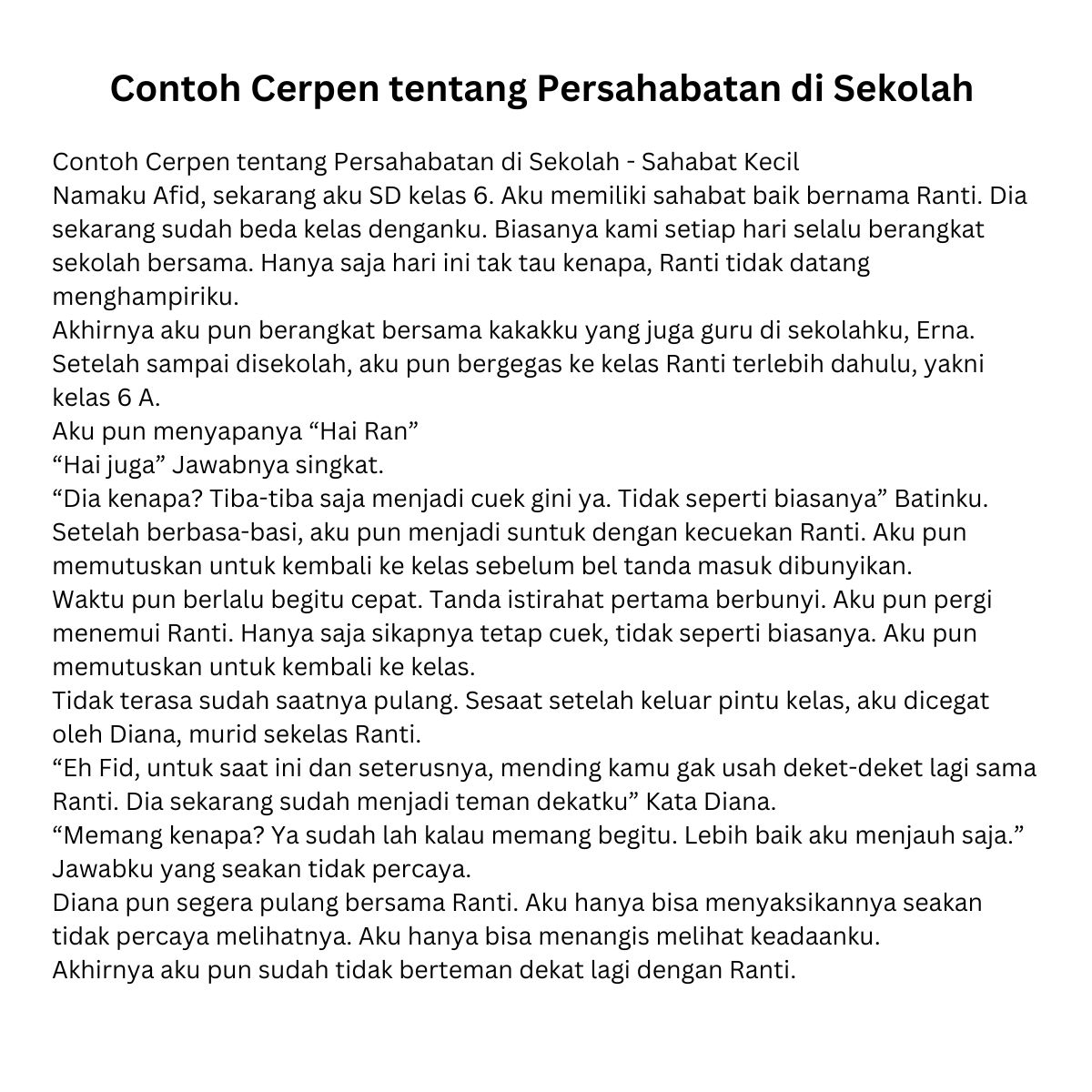 10 Cerpen Tentang Persahabatan Di Sekolah Penuh Makna