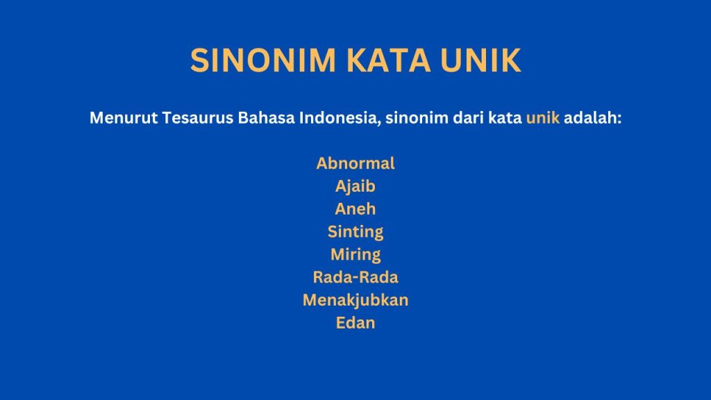 116 Sinonim Kata Unik Lengkap dalam Tesaurus Bahasa Indonesia