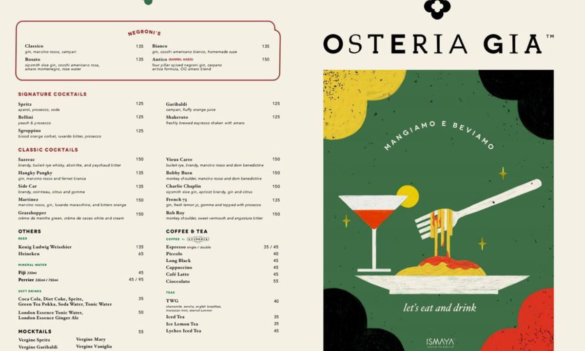 Daftar Menu Osteria Gia Lengkap dengan Harga Terbaru. Sajian Ini Wajib Dicoba!