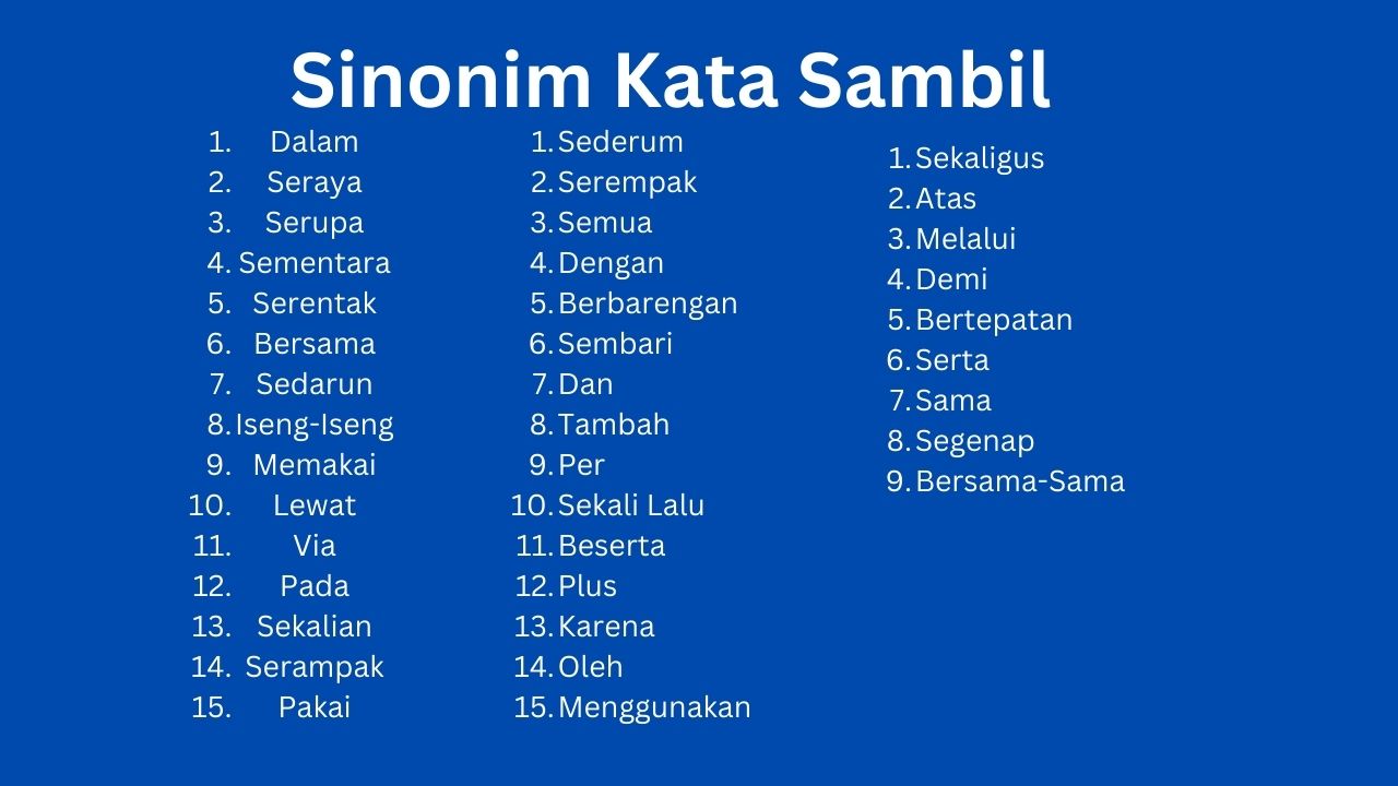 39 Sinonim Kata Sambil Dalam Tesaurus Bahasa Indonesia 