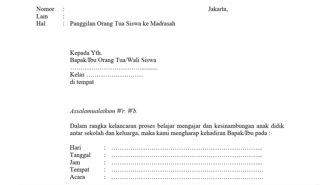 5 Contoh Surat Panggilan Orang Tua Siswa Bermasalah, Pahami Formatnya!