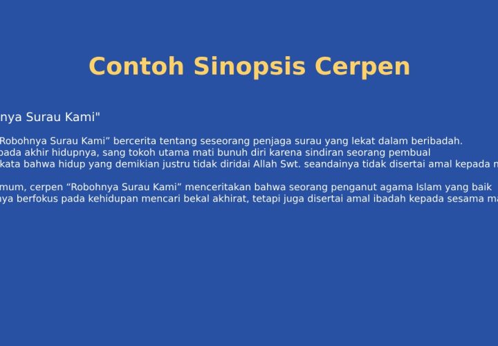 contoh sinopsis cerpen