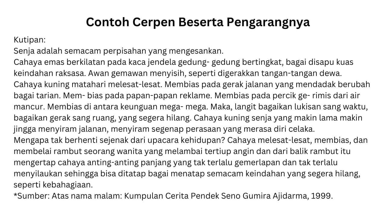 5 Contoh Cerpen Beserta Pengarangnya Di Indonesia