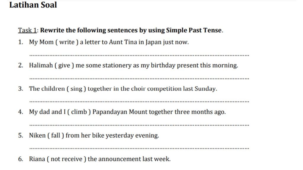 Contoh Soal Simple Past Tense Beserta Jawabannya. Dijamin Lengkap!