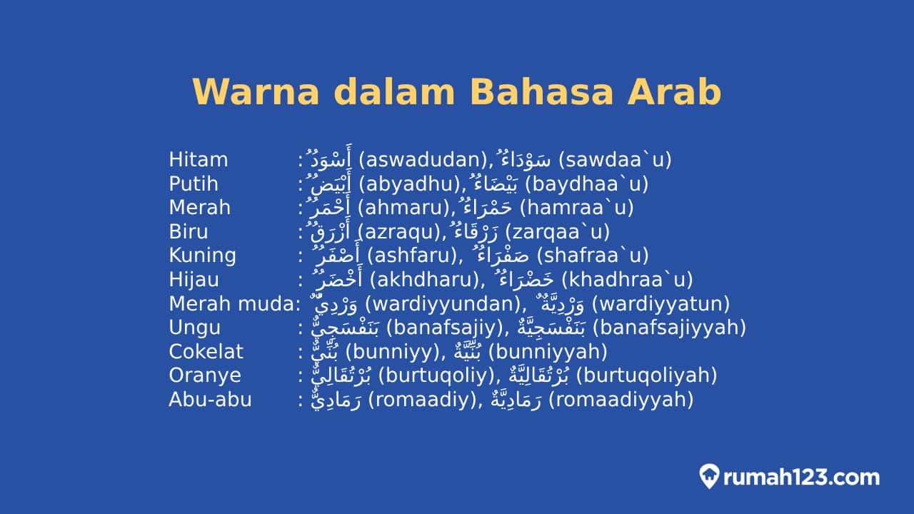 Kosakata Warna Dalam Bahasa Arab Bentuk Mudzakkar Dan Muannats