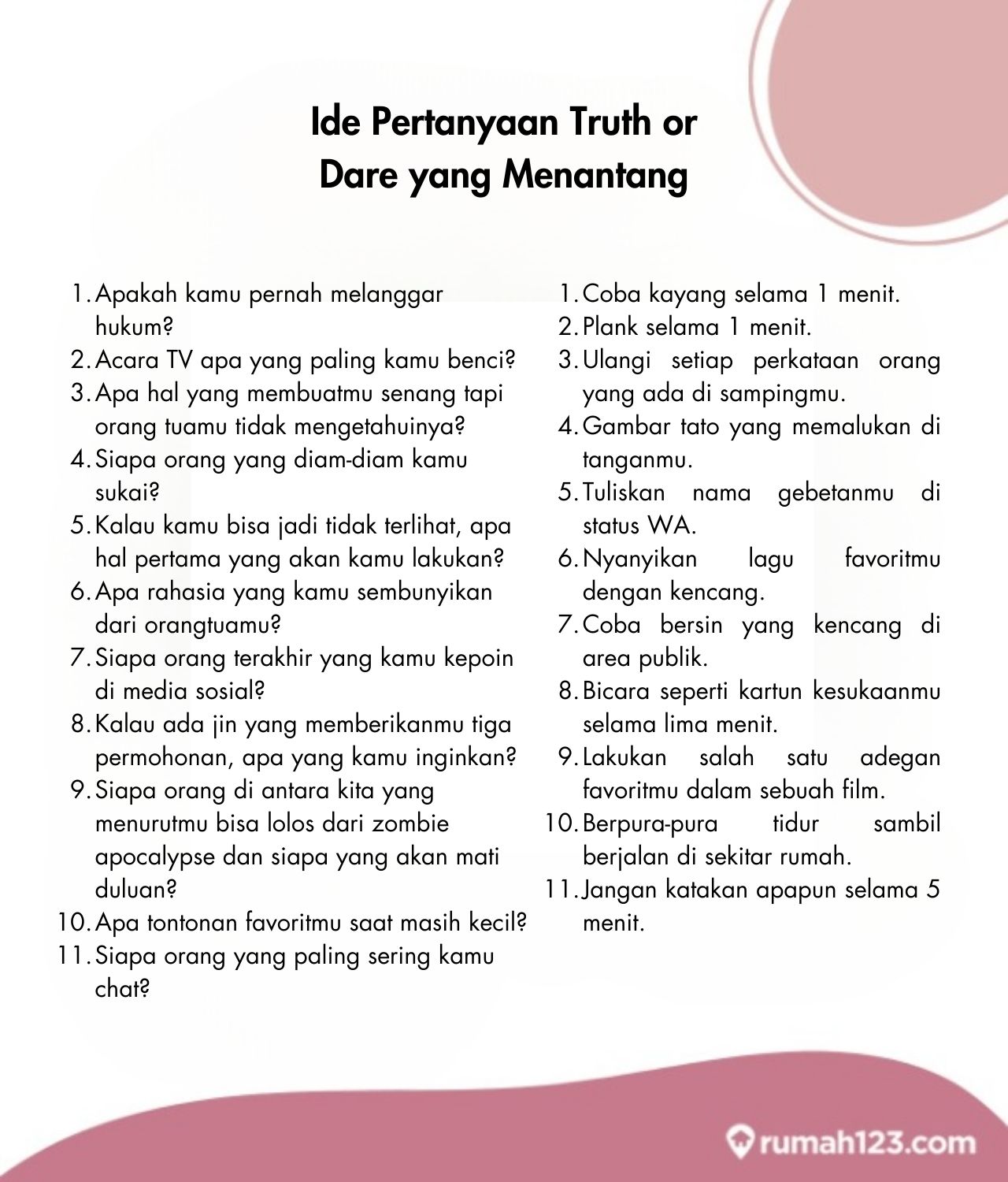 240 Contoh Pertanyaan Truth Or Dare Yang Seru Dan Kocak