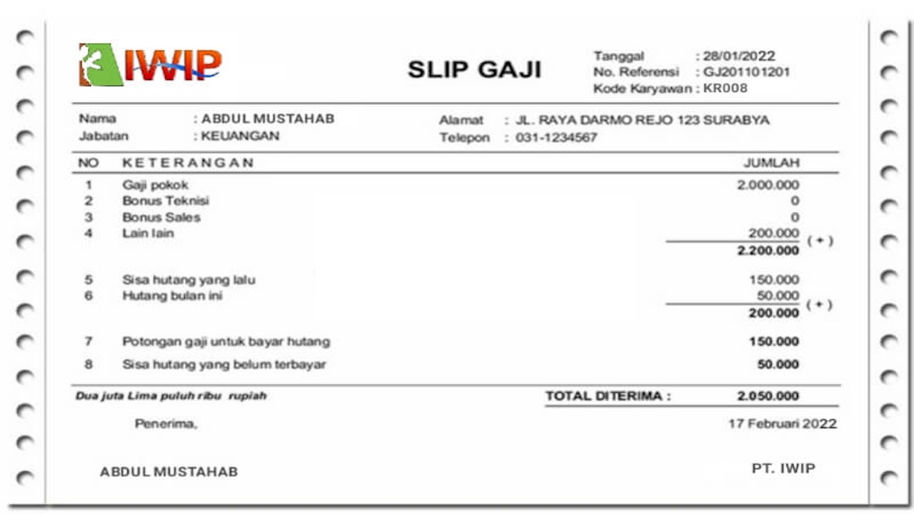 slip gaji pt iwip